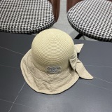Chanel Fashion Knitted Bow Sun Hat Sunshade and Sunscreen Straw Hat