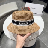 Chanel Fashion Versatile Hollow Top Hat Sunshade Straw Hat