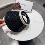 Chanel Fashion Glitter Empty Top Hat Versatile Sunshade Hat