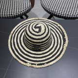 Chanel New Fashion Versatile Large Brimmed Grass Hat Top Sunshade Hat