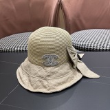 Chanel Fashion Knitted Bow Sun Hat Sunshade and Sunscreen Straw Hat