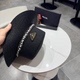 Prada Fashion Pearl Top Hat Versatile Straw Hat 57CM