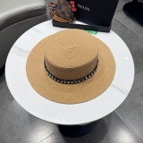 Prada Fashion Pearl Top Hat Versatile Straw Hat 57CM