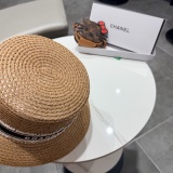 Chanel Fashion Versatile Hollow Top Hat Sunshade Straw Hat