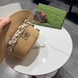 Gucci Fashion Versatile Flat Top Hat Sunshade Straw Hat