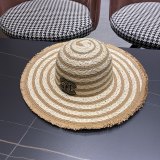 Chanel New Fashion Versatile Large Brimmed Grass Hat Top Sunshade Hat