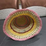 Moncler Fashion Straw Fisherman's Hat Rainbow Splicing Foldable Sunshade Hat