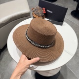 Prada Fashion Pearl Top Hat Versatile Straw Hat 57CM