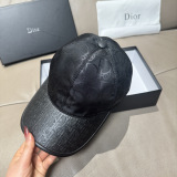 Dior Classic Leather Baseball Cap Couple Versatile Sunshade Duck Tongue Cap 56CM