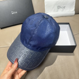 Dior Classic Leather Baseball Cap Couple Versatile Sunshade Duck Tongue Cap 56CM