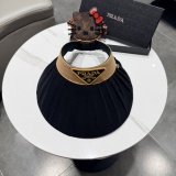 Prada Fashion Embroidered Logo Empty Top Hat Versatile Sunshade Hat