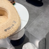 Louis Vuitton Fashion Retro Embroidered Straw Hat Sunshade Cap