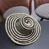 Chanel New Fashion Versatile Large Brimmed Grass Hat Top Sunshade Hat