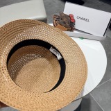 Chanel Fashion Versatile Hollow Top Hat Sunshade Straw Hat