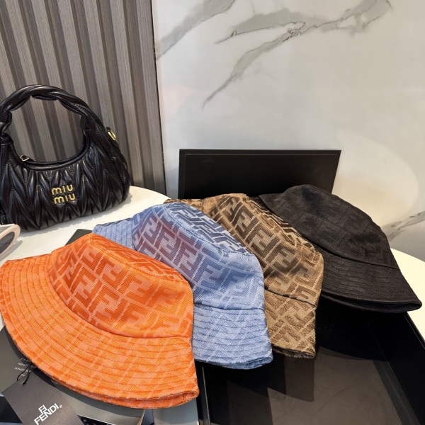 Fendi Classic FF Jacquard Fisherman's Hat Unisex Casual Versatile Sunshade Hat