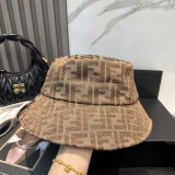 Fendi Classic FF Jacquard Fisherman's Hat Unisex Casual Versatile Sunshade Hat