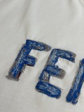 Fendi Fashion Embroidery Logo Casual Short Sleeve Unisex Versatile Round Neck T-shirt