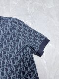 Dior New Women's Full Logo Jacquard Short Sleeve Knitted Shirt