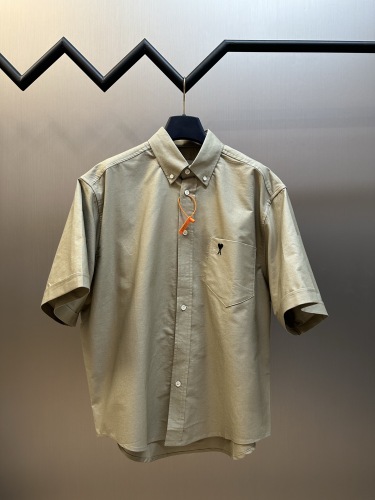 Ami Paris Classic Love Embroidered Casual Versatile Short Sleeve Shirt