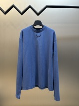 Prada Classic Triangle Logo Casual Versatile Round Neck Long Sleeve T-shirt