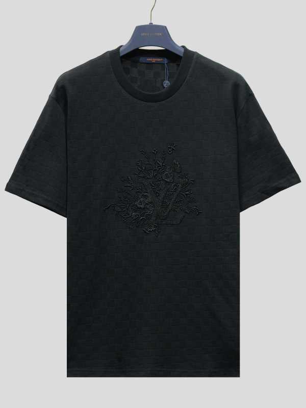 Louis Vuitton Couple Fashion Heavy Industry Embroidery Knitted Casual Short Sleeves