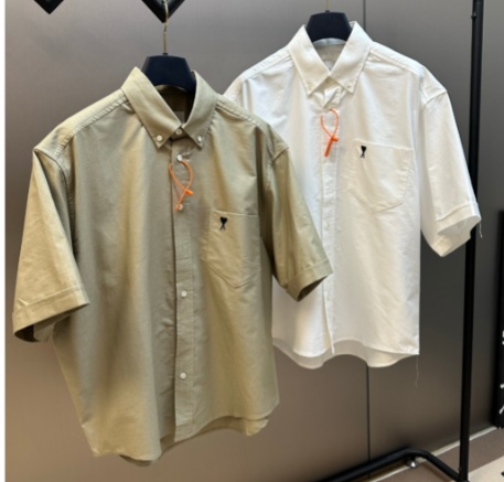 Ami Paris Classic Love Embroidered Casual Versatile Short Sleeve Shirt