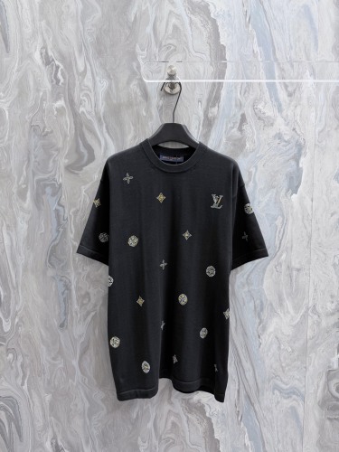 Louis Vuitton 26SS Spring/Summer Hot Diamond Logo Short Sleeve Unisex Versatile Casual T-shirt
