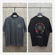 Chrome Hearts Fashion Heavy Embroidered Short Sleeve Couple Casual Round Neck T-shirt