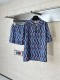 Gucci Fashion Blue Wave GG Old Flower Full Print Short Sleeve Shirt Set