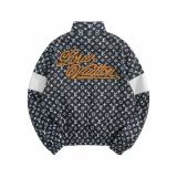 Louis Vuitton Fashion Full Logo Color blocked Stand up Collar Zipper Coat Set
