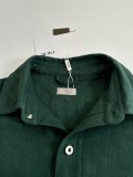 Dior Fashion Versatile Full Ink Green Dark Pattern Vintage Long Sleeve Denim Shirt