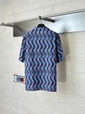 Gucci Fashion Blue Wave GG Old Flower Full Print Short Sleeve Shirt Set