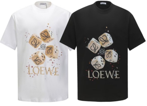 Loewe Fashion Dice Logo Printed Round Neck T-shirt Couple Casual Embroidered Short Sleeve
