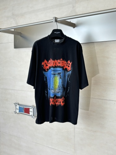 Balenciaga 26SS Fashion Stage Curtain Printed Short Sleeve Couple Loose Casual T-shirt