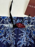 Gucci Fashion Blues Paisley Cashew Flower Full Print Short Sleeve Shirt Set