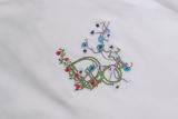 Dior Fashion Embroidered Flower Logo Round Neck T-shirt Couple Casual Loose Short Sleeve