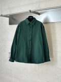 Dior Fashion Versatile Full Ink Green Dark Pattern Vintage Long Sleeve Denim Shirt