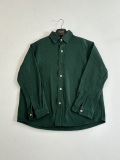 Dior Fashion Versatile Full Ink Green Dark Pattern Vintage Long Sleeve Denim Shirt