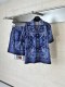 Gucci Fashion Blues Paisley Cashew Flower Full Print Short Sleeve Shirt Set