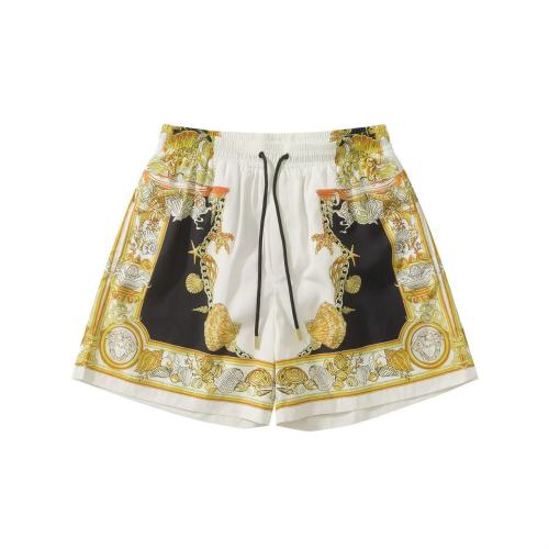 Versace Fashion Versatile Printed Beach Pants Couple Drawstring Zipper Pocket Shorts