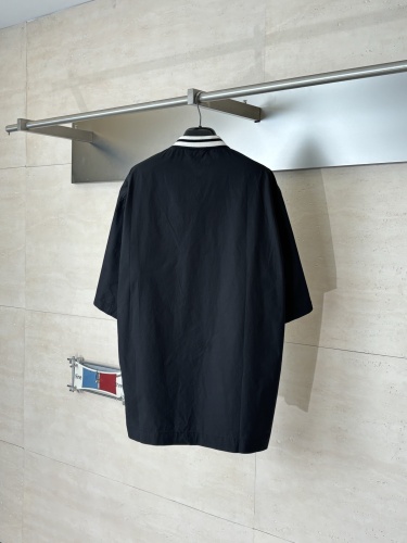 Balenciaga x NBA Fashion Embroidered Logo Splicing Color Contrasting Short Sleeve Baseball Collar Shirt
