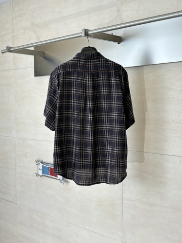 Chrome Hearts Fashion Plaid Sword Zipper Casual Versatile Short Sleeve Shirt