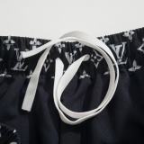 Louis Vuitton Fashion Full Logo Color blocked Stand up Collar Zipper Coat Set