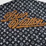 Louis Vuitton Fashion Full Logo Color blocked Stand up Collar Zipper Coat Set