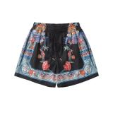 Versace Fashion Versatile Printed Beach Pants Couple Drawstring Zipper Pocket Shorts