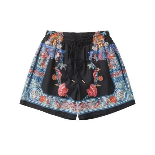 Versace Fashion Versatile Printed Beach Pants Couple Drawstring Zipper Pocket Shorts