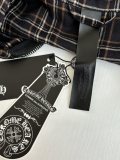 Chrome Hearts Fashion Plaid Sword Zipper Casual Versatile Short Sleeve Shirt