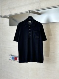 Dior Fashion Versatile Embroidered Logo Four Button Knitted Short Sleeve Polo Shirt
