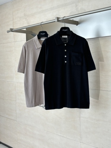 Dior Fashion Versatile Embroidered Logo Four Button Knitted Short Sleeve Polo Shirt