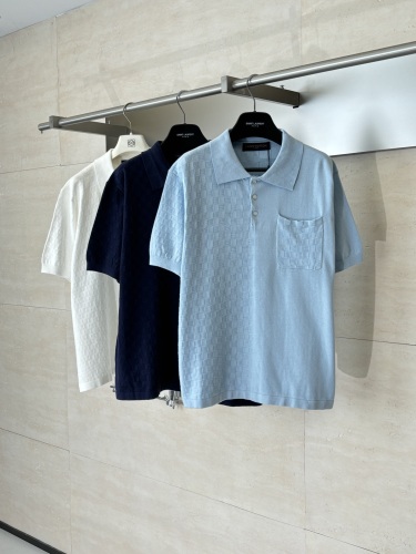Louis Vuitton 26SS Fashion Dark Pattern Checkerboard Jacquard Knitted Short Sleeve PoLo
